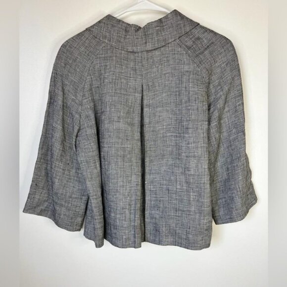 EMANUEL UNGARO 100% LINEN Collared Hidden Button Up closure Jacket Size 8 - Picture 5 of 13